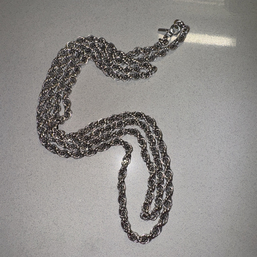 Monet silver tone rope chain necklace - 54” Long - Picture 8 of 8
